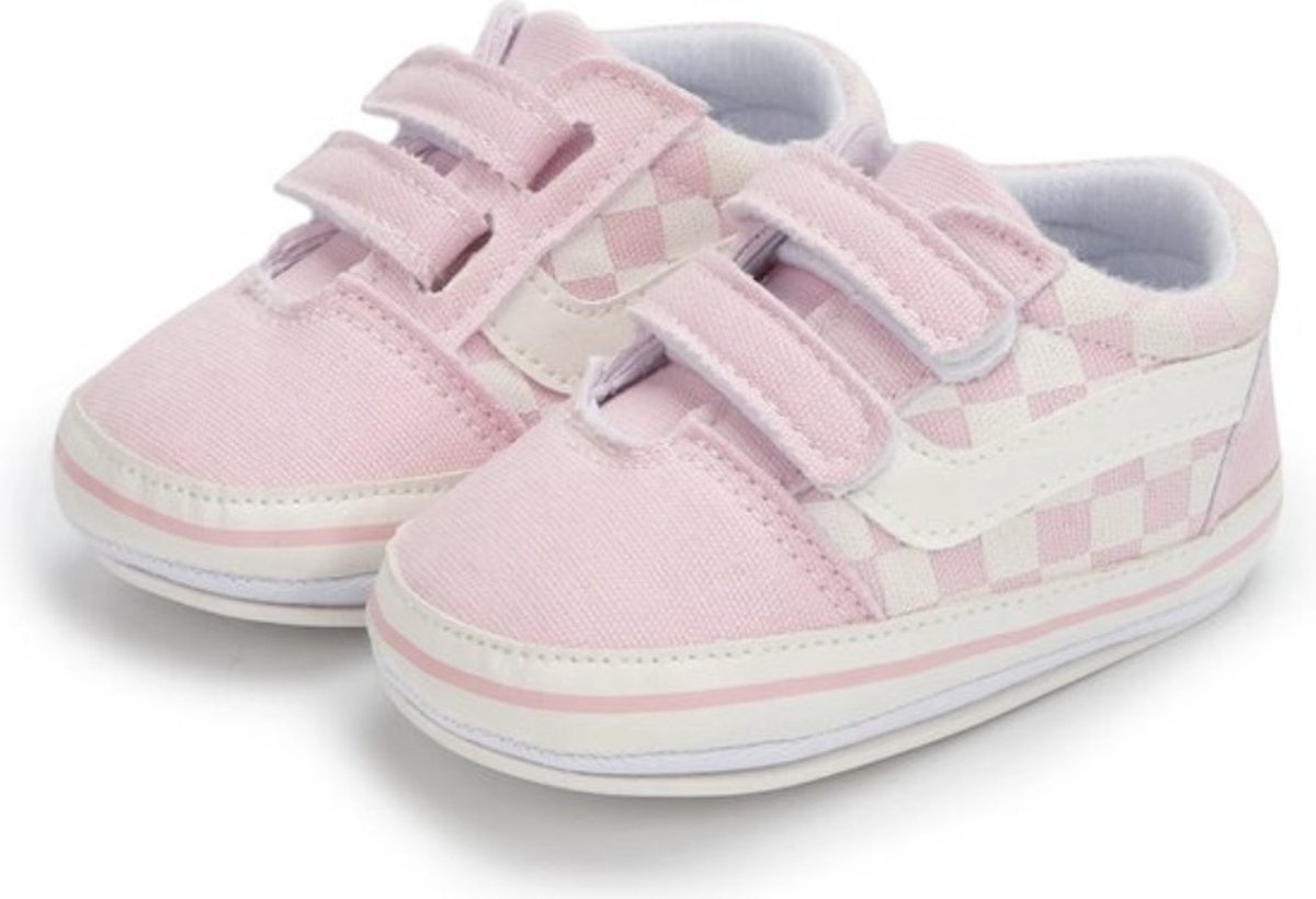 Babysneakers - Baby schoentjes - klittenband - Schoenmaat 19-20 – 6-12 maanden (12cm) - roze/wit