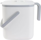 Keukencompostbak - Gemakkelijk schoon te maken voedselafvalbak voor de keuken met handvatten | Keukencompostbak voor op het aanrecht, keukenafvalemmer (5 liter) - Wit