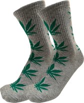 Weed Sokken - dames maat 36 tot 41 - Wietblaadjes/Cannabis/Marihuana - Stoner socks - Grijs