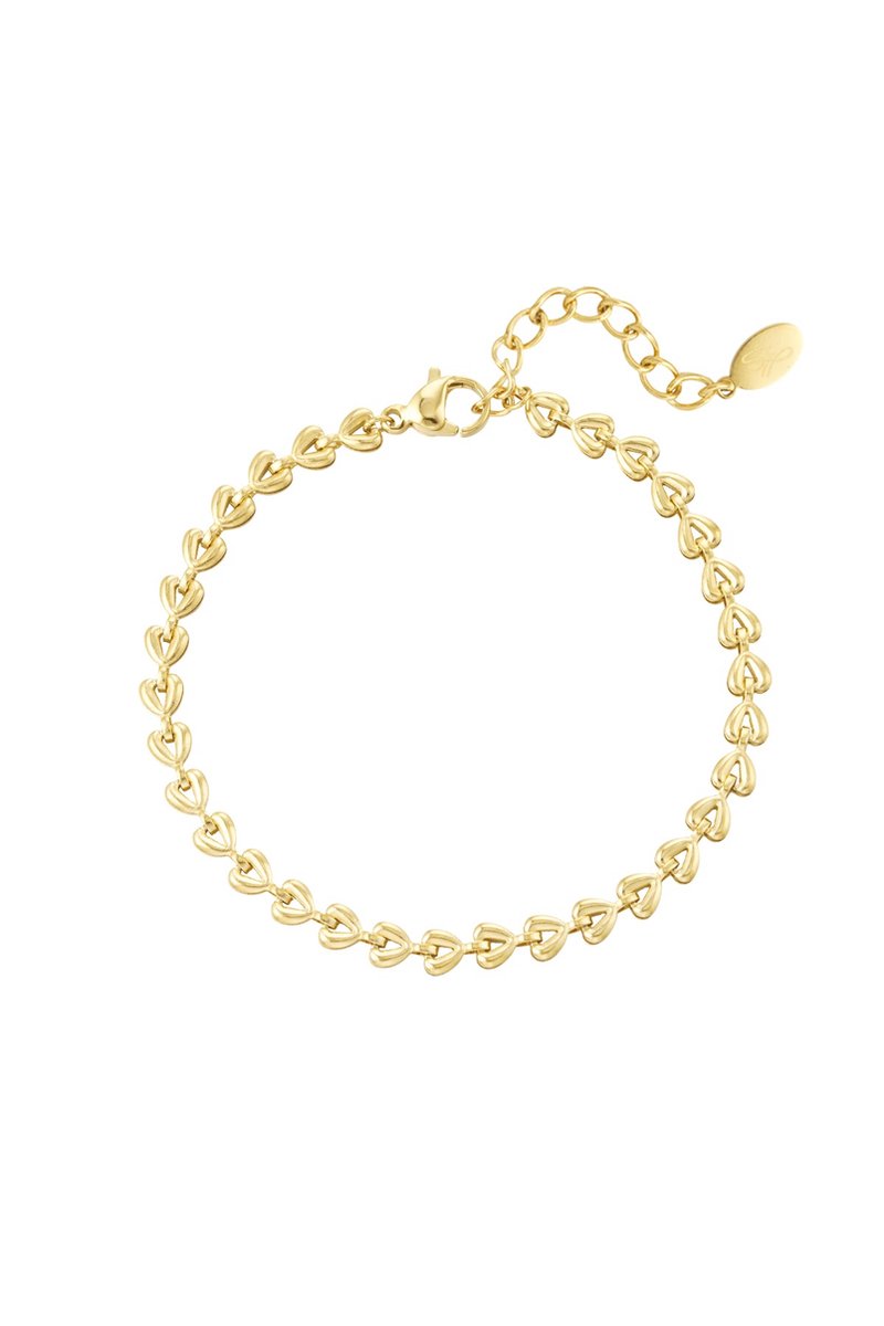 Armband linked hearts - goud