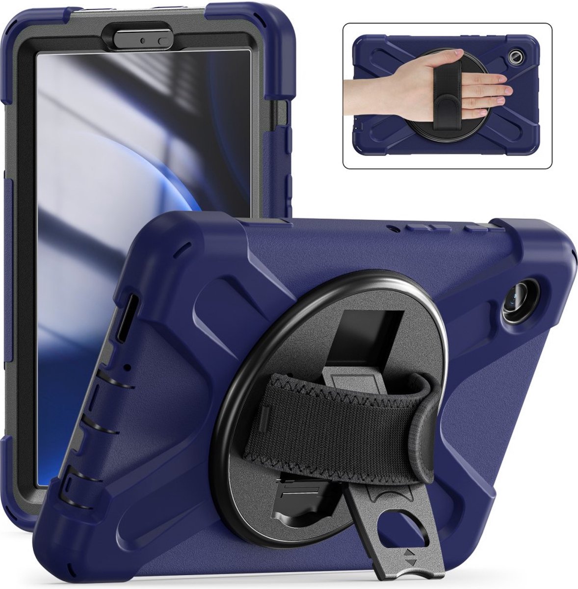 Tablethoes geschikt voor Samsung Galaxy Tab A9 (8,7") Hoesje - Heavy Duty Case - Donkerblauw