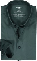 OLYMP 24/7 modern fit overhemd - tricot - donkergroen - Strijkvriendelijk - Boordmaat: 44