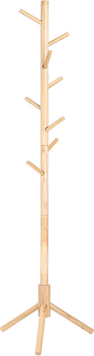 Vasagle - Kapstok - 8 haken - hoogte 175 cm - vrijstaand - hout - met natuurlijke bruine kleur