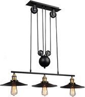 Hoexs - Lampe suspendue Vintage industrielle - Plafonnier réglable 3 pièces - max 150 cm E27 Zwart - Convient pour table à manger - îlot de cuisine Loft -