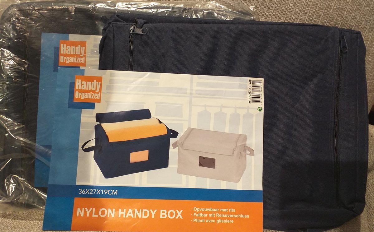 Nylon Handy box- Opvouwbare opbergdoos - 36x27x19 cm - Per 2 stuks geleverd