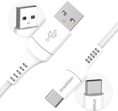 Câble iMoshion USB C vers USB A - 2 mètres - Chargeur rapide et synchronisation des données - Câble de charge pour Samsung, iPhone 15 et iPad - Matériau tressé robuste - Wit