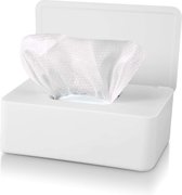 Billendoekjes Houder - Billendoekjes Box Tot 100 Doekjes - Tissue Box Met Afsluitrubber & Deksel - Wit