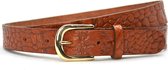 Take-it 3 cm riem cognac kroko gouden gesp - 100 % leder - cognac riem met kroko print - taillemaat 85 - totale lengte riem 100 cm