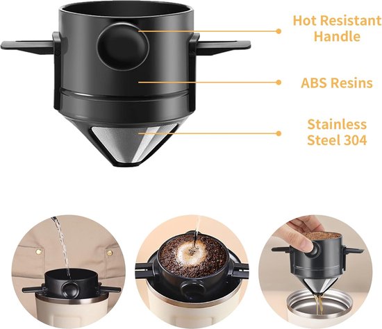 Koffiefilter, Herbruikbaar Roestvrij Staal, Permanent Handfilter Koffiefilter Voor Het Maken Van Handmatige Koffie Overgieten Opzetstuk 1035548571