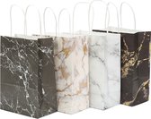 8 x ENSEMBLE de sacs cadeaux - 4 Groot+ 4 Klein - Papier kraft - 4 motifs de marbre différents ~ 2 de chaque - 27*21*11 cm et 21*15*8 cm - Sacs de transport de transport - Sacs cadeaux - Emballage - Sham's Art