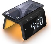 Caliber Digitale Wekker - Wekker met Draadloze Oplader - Wake Up Light - Digitale Klok - Dimbaar - Twee Alarmen - geschikt als kinderwekker - Nachtlamp - Kleur Zwart (HCG019QI-BA)