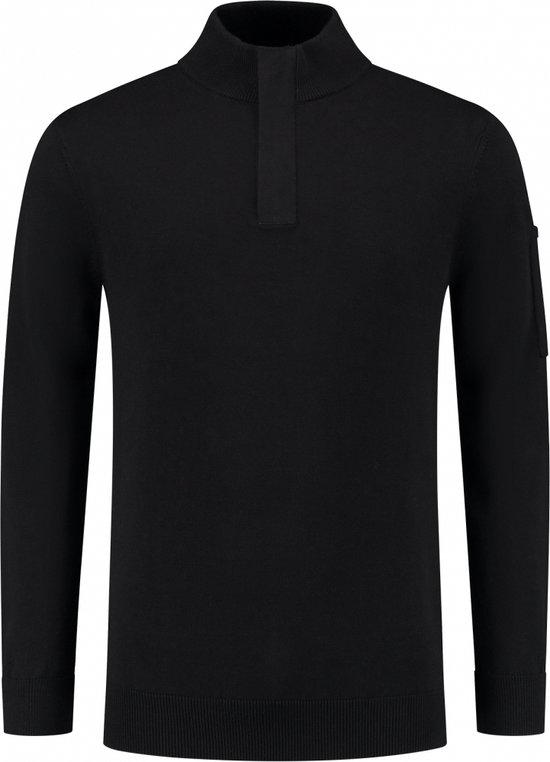 Purewhite - Heren Regular fit Knitwear Halfzip LS - Black - Maat M