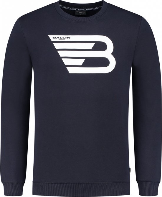 Ballin Amsterdam - Heren Slim fit Sweaters Crewneck LS - Dark Blue - Maat M