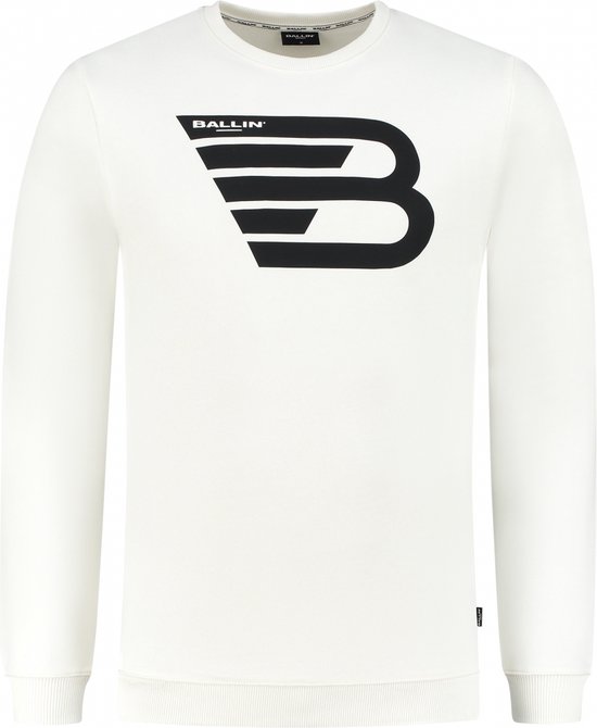 Ballin Amsterdam - Heren Slim fit Sweaters Crewneck LS - Off White - Maat L