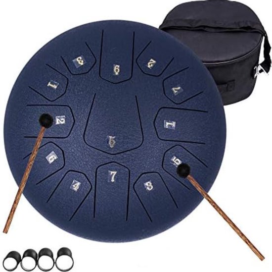 Steel Tongue Drum - Handpan Drum - Hangdrum - Handpan 30 cm - Blauw - Merkloos