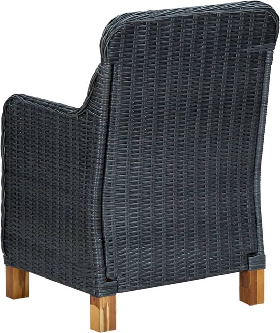 vidaXL Ensemble de jardin 9 pièces avec coussins Poly rotin gris foncé