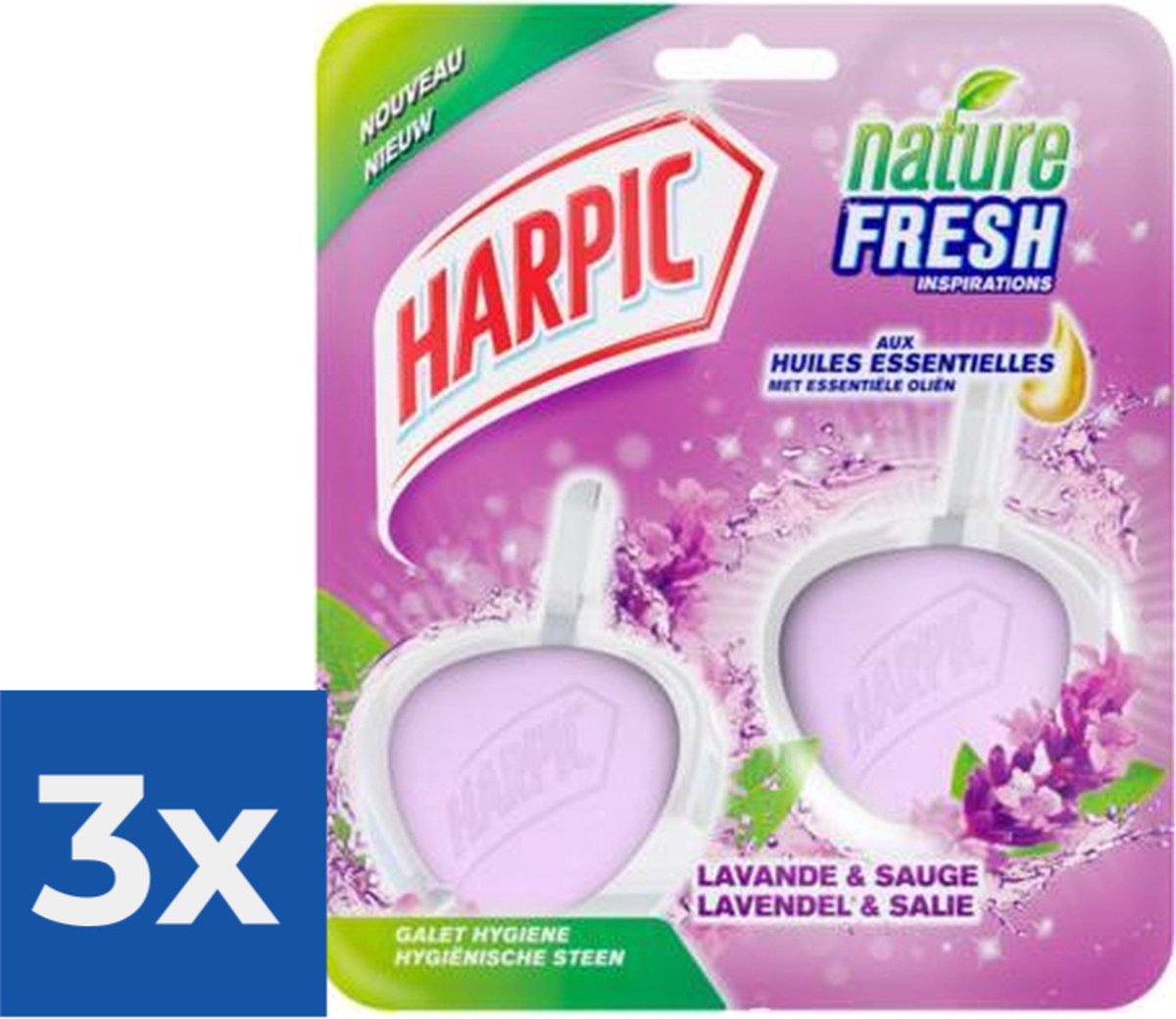 Harpic Toiletreiniger wc-blok Nature Fresh Lavendel & Salie 2 x 40 gr - Voordeelverpakking 3 stuks