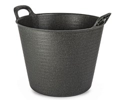 Plasticforte Flexibele emmer/kuip - zwart - 42 liter - ECO kunststof - rond - 38 x 45 cm