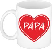 Bellatio Decorations Liefste papa verjaardag cadeau mok - rood hartje - 300 ml - Vaderdag