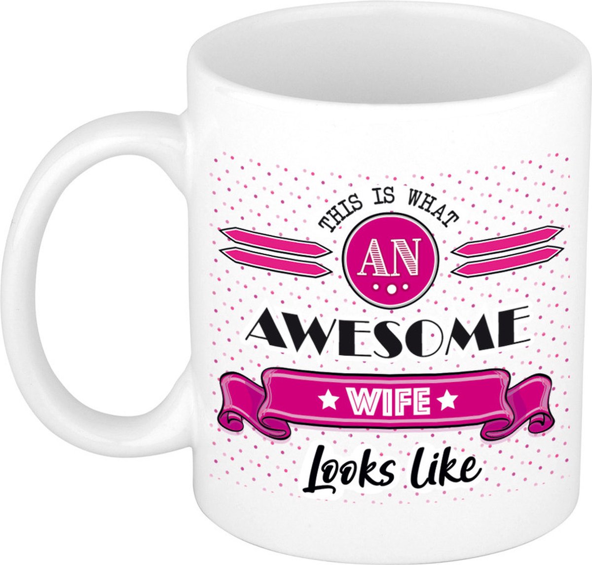 Bellatio Decorations Cadeau koffiemok voor een geweldige vrouw - roze - keramiek - 300 ml