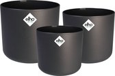 Elho B.for Soft Rond - Bloempotten voor Binnen - 100% Gerecycled Plastic - Set van 3 - Ø 14, 16, 18 cm - Antraciet