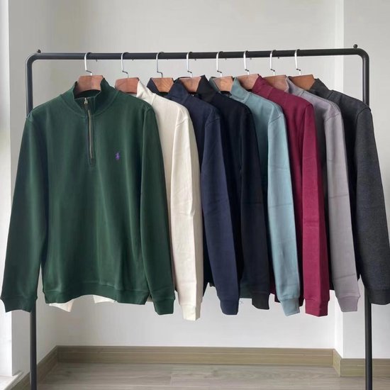 Heren kasjmier business casual trui met rits, herentrui met kwartrits