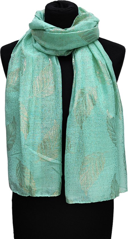 Lange Dunne Sjaal - Goud/Zilver - Aqua Groen - 180 x 70 cm (12723113#)