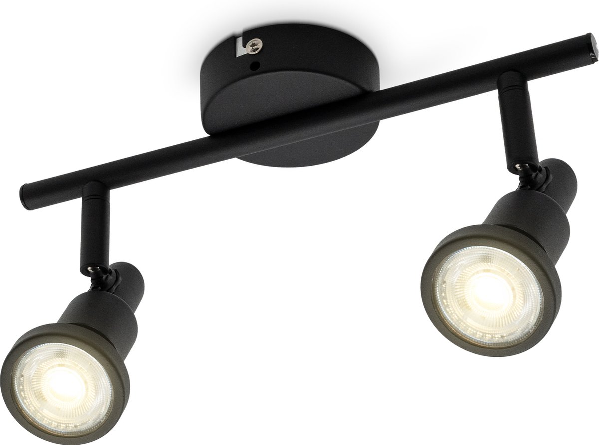 B.K.Licht Plafonnier Applique LED orientable 2 spots I 2 ampoules 5W 400lm  GU10 incl. I IP44 I Plafonnier lampe salle de bain