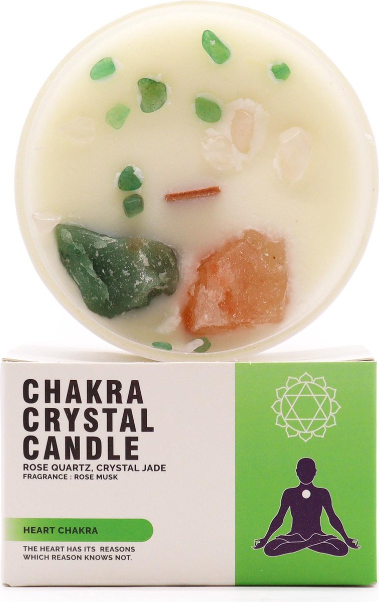 Ancient Wisdom Chakra Kristallen Kaarsen - Hartchakra - AWGifts - Cadeau multicolor