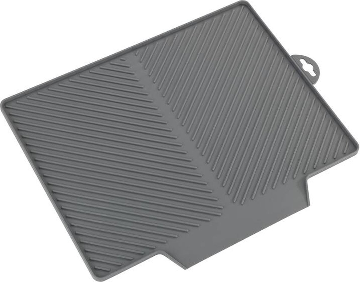 WENKO Nelia Afdruipmat grijs kunststof 34x40cm - Sneldrogend - Anti-slip - Afwasmat