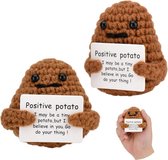 Positieve Aardappel met Positieve Energiekaart, Positieve Potato Pocket Knuffel, Grappige Pluche Speelgoed Breiwol, Aardappelpop, Mutmaker, Cadeau Vriendin Cadeau Afscheidingscadeau