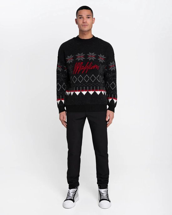 MALELIONS MEN CHRISTMAS SWEATER - BLACK/RED Small
