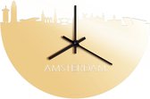 Skyline Klok Amsterdam Goud Metallic - Ø 40 cm - Stil uurwerk - Wanddecoratie - Meer steden beschikbaar - Woonkamer idee - Woondecoratie - City Art - Steden kunst - Cadeau voor hem - Cadeau voor haar - Jubileum - Trouwerij - Housewarming -
