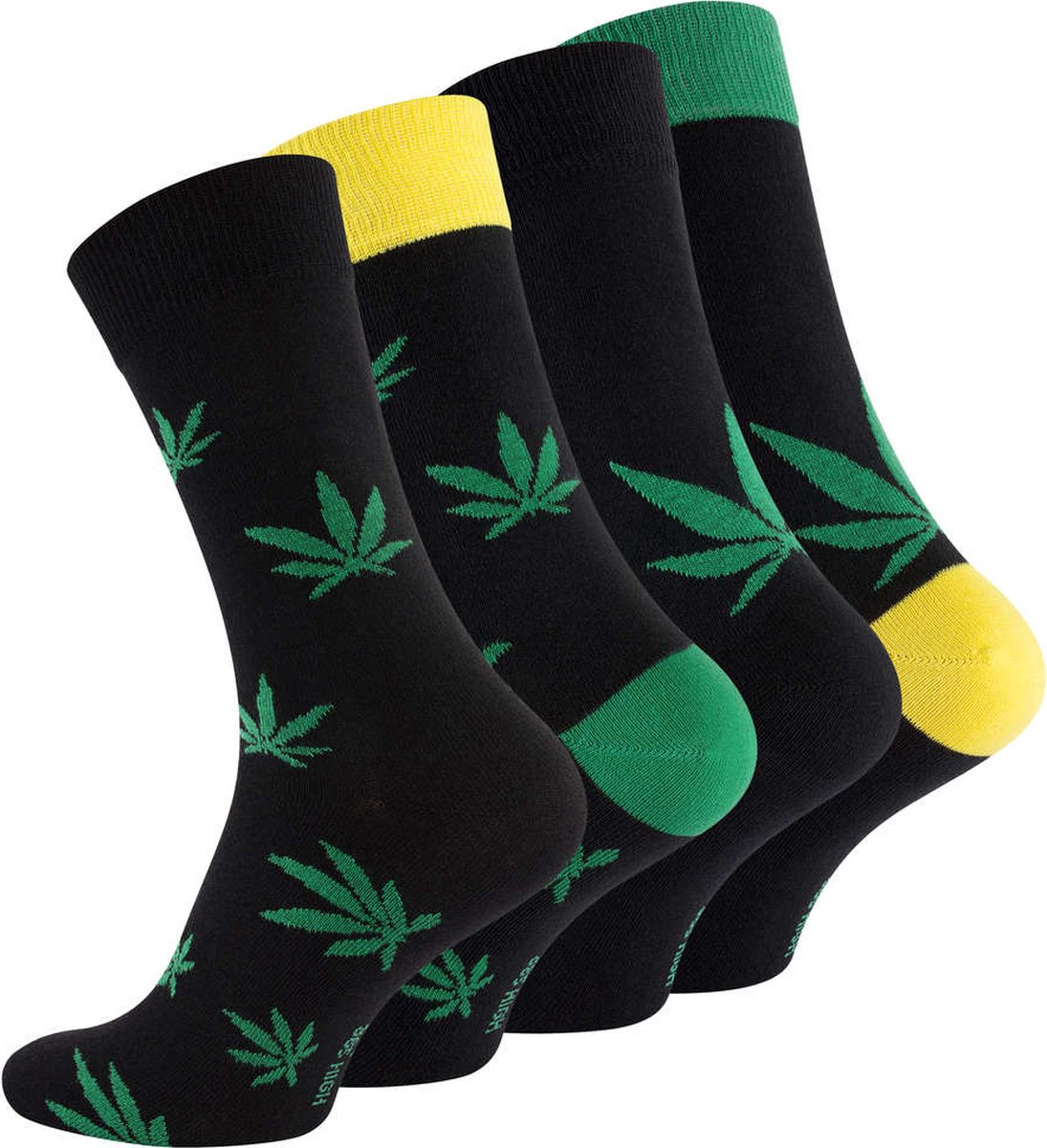Calzera 4 Paar Wiet Sokken - Cannabis sokken - Weed - Hennep - 365 High - Stoners sokken - Maat 40-46