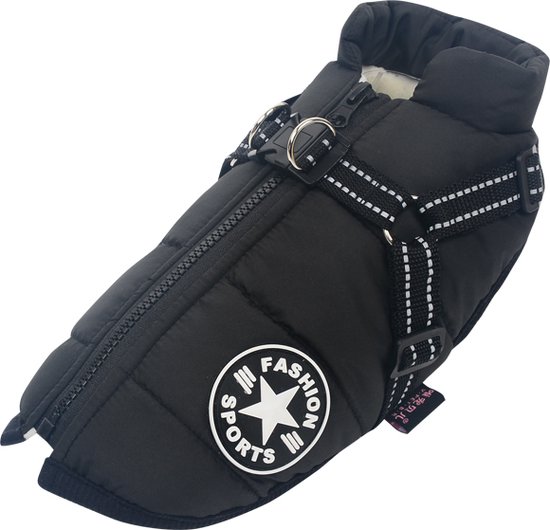 Warme Hondenjas Zwart Maat XXL - Gewicht Hond 7-9KG - Ruglengte 38CM en Borstomvang tot 50cm