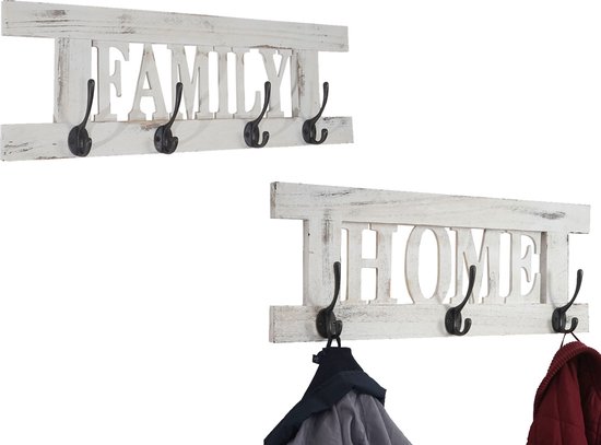 Cosmo Casa Ensemble d'armoire murale 2 pièces - Panneau d'armoire Home + Famille - Shabby - Look Vintage - Wit