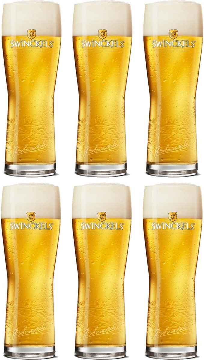 Swinckels Pilsglazen 25cl - Set van 6 Bierglazen - Perfecte Bierglas voor Pilsner Biergenot