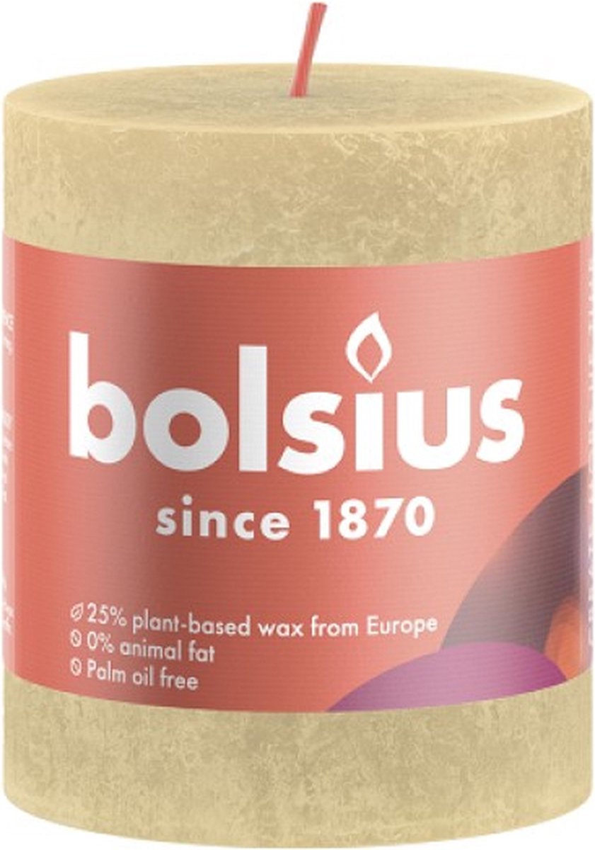 Bolsius 4 stuks Bolsius beige rustiek stompkaars 80/68 (35 uur) Oat Beige