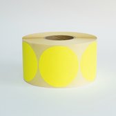 Blanco Stickers op rol 60mm rond - 1000 etiketten per rol - mat fluor geel
