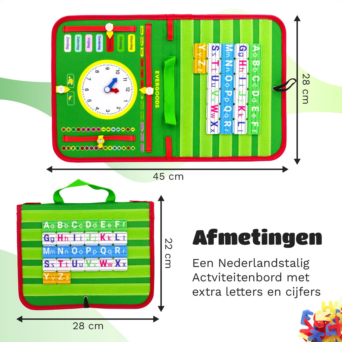 EverGoods Nederlandstalig Busy Board - activiteitenbord - Educatief Speelgoed - Sensorisch Speelgoed - Groen — afbeelding 2