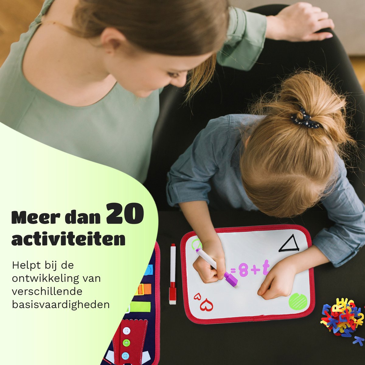 EverGoods Nederlandstalig Busy Board - activiteitenbord - Educatief Speelgoed - Sensorisch Speelgoed - Groen — afbeelding 5