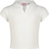 Vingino Top G-basic-crop rib polo Meisjes Poloshirt - Real White - Maat 176