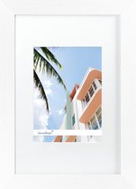 SecaDesign Fika Hout - Fotolijst A4 21x29,7 / 13x18 cm fotomaat met passe-partout - Wit