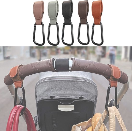 Foto: Tassenhaak voor de kinderwagen i tas hanger i karabijnhaak tassendrager voor de kinderwagen i haak voor de buggy i 1 stuk i zwart