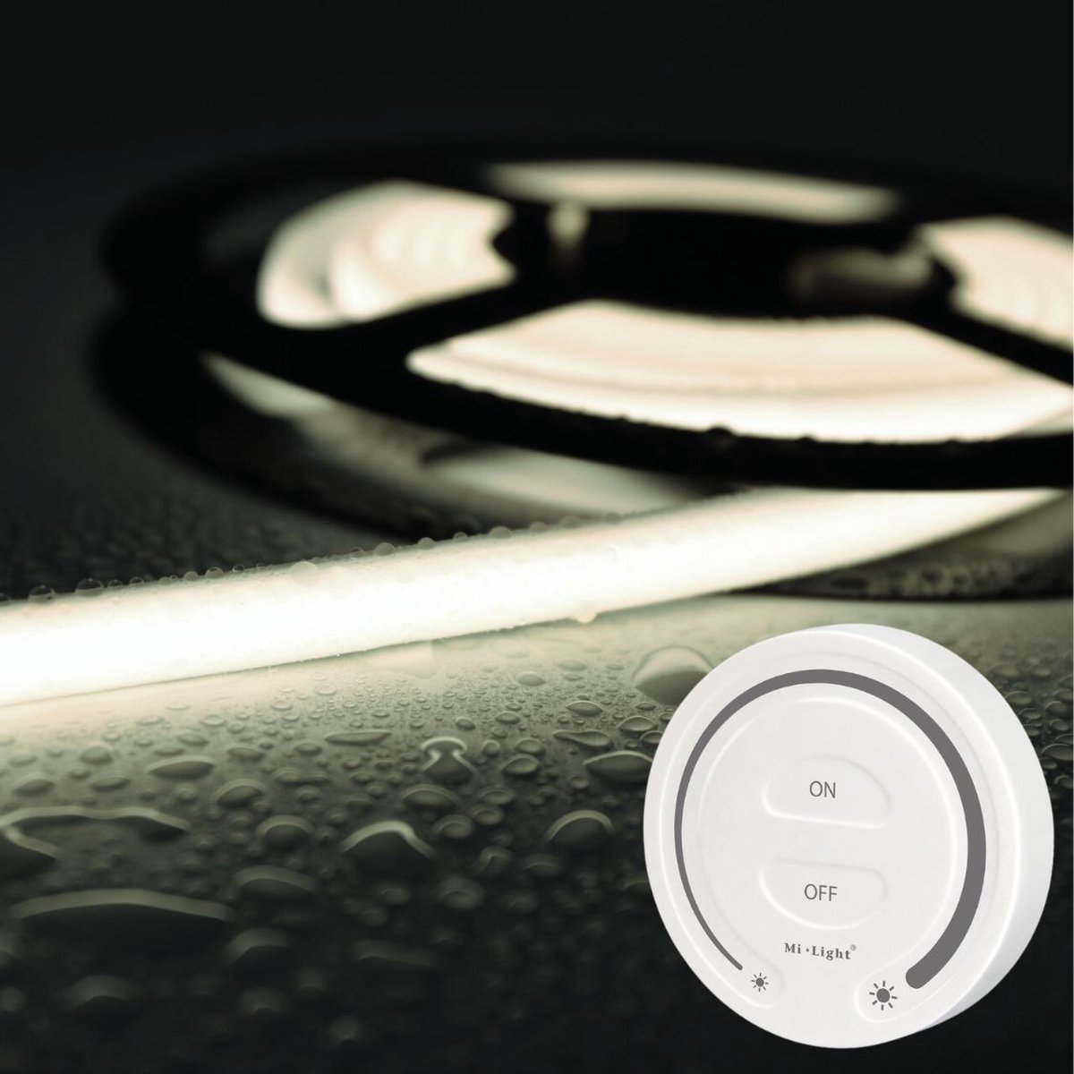 LED Strip COB - 10 Meter - Complete Set - 4000k - Neutraal Wit - 24V - IP68 Waterdicht - 480LED/m - Met Draadloze Mi-Light(MiBoxer) Touch Wandbediening(Wit)
