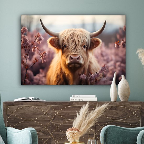De Muurdecoratie - Schotse Hooglander Koe - Plexiglas Schilderij Dieren Wanddecoratie Woonkamer 120x80 Cm Woonaccessoires