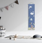 Toise de croissance avec animaux marins - Blauw - Chambre de bébé - Chambre enfant - 120x30 cm - Décoration chambre enfant - Décoration murale - Cadeau maternité