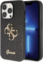 Guess 4G Glitter Back Case - Geschikt voor Apple iPhone 14 Pro Max (6.7") - Zwart