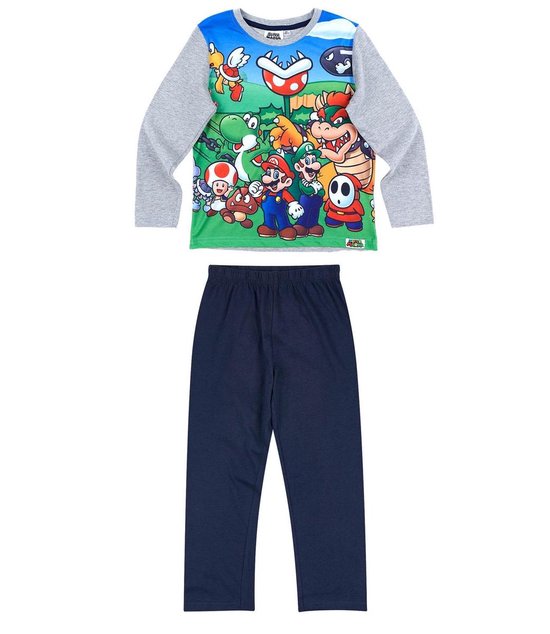 Super Mario Bros Pyjama - grijs - Maat 128 | bol