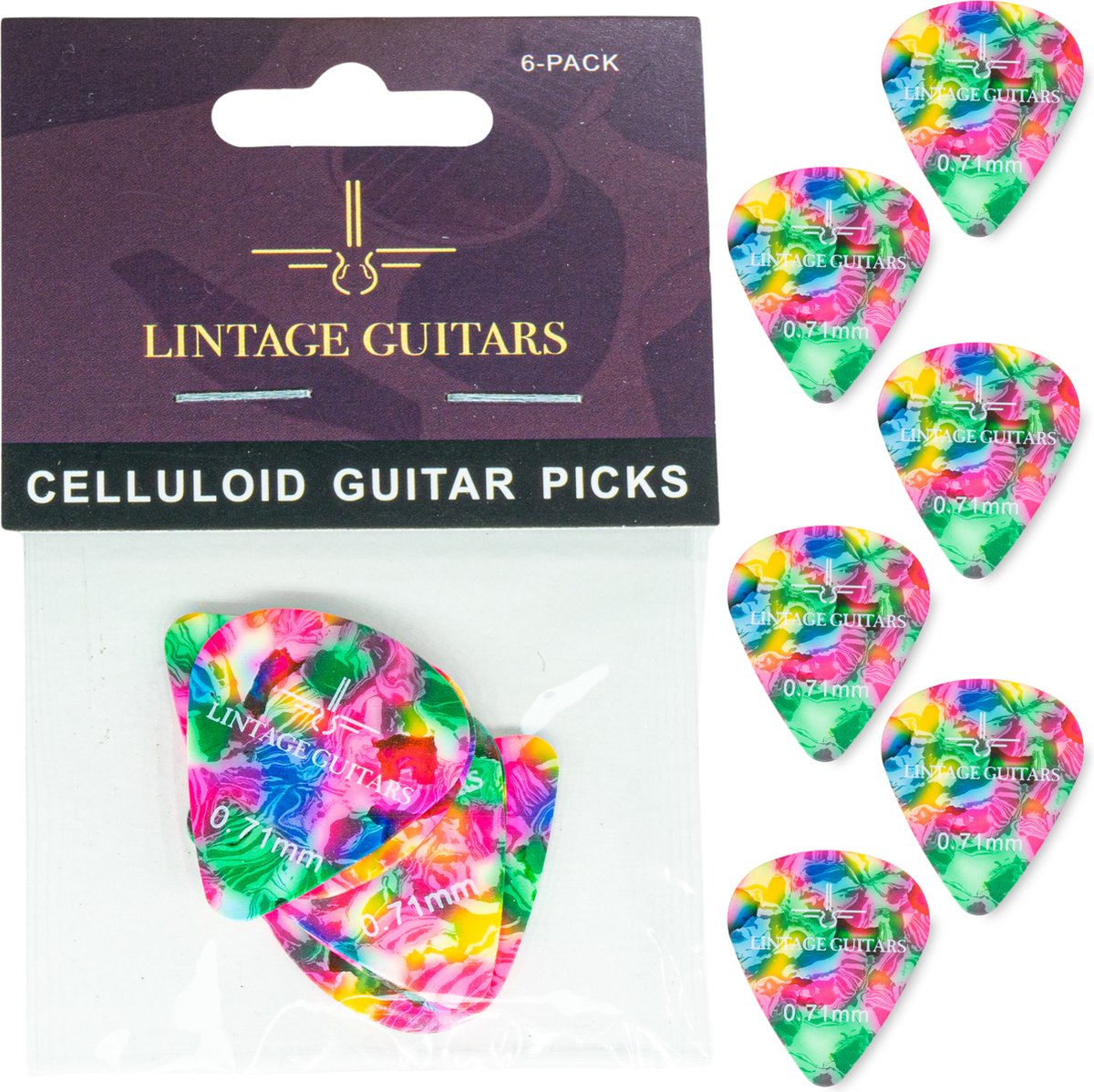 6 Médiators Ibanez Kaleido 1.0 Mm En Copolyester - Forme Goutte D'eau - Fabriqué Au Japon Pour Guitaristes